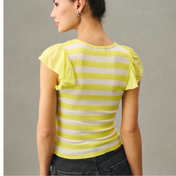 Anthropologie NWT T.La Flutter-Sleeve Tee Size XXS. - Picture 4 of 16